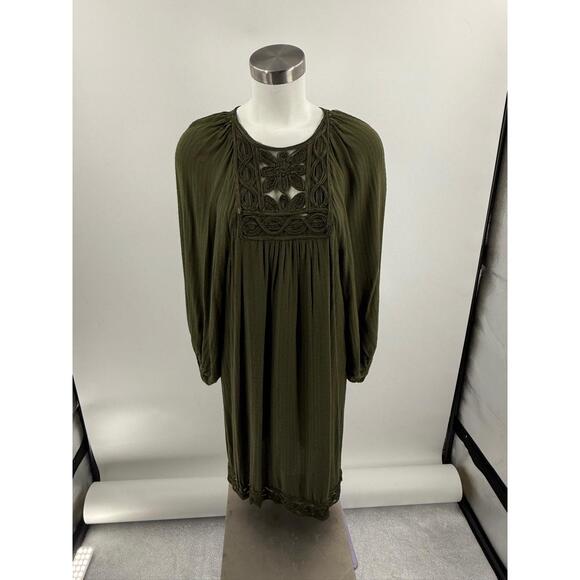 Dresses & Skirts - Max Studio Specialty Olive Green Long Sleeves Lace Midi Bohemian Dress XL